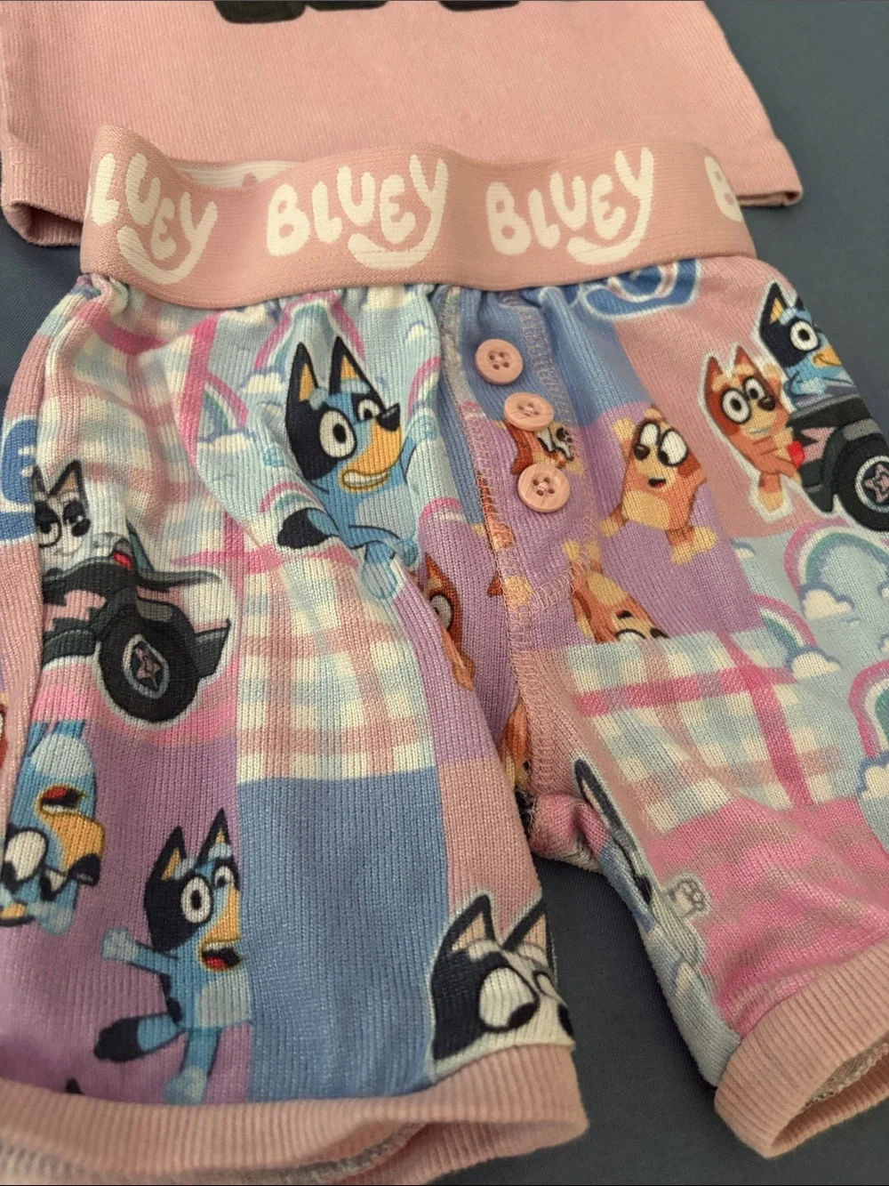 Cotton On Pink Bluey Rainbow Short Sleeve Pajama Set